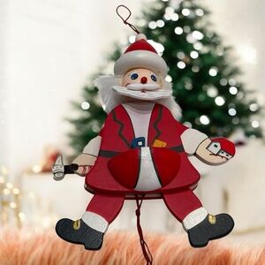 .VTG Wood Jumping Jack Santa Hornberger Uhrenspiele Germany Der Weihnachtsmann